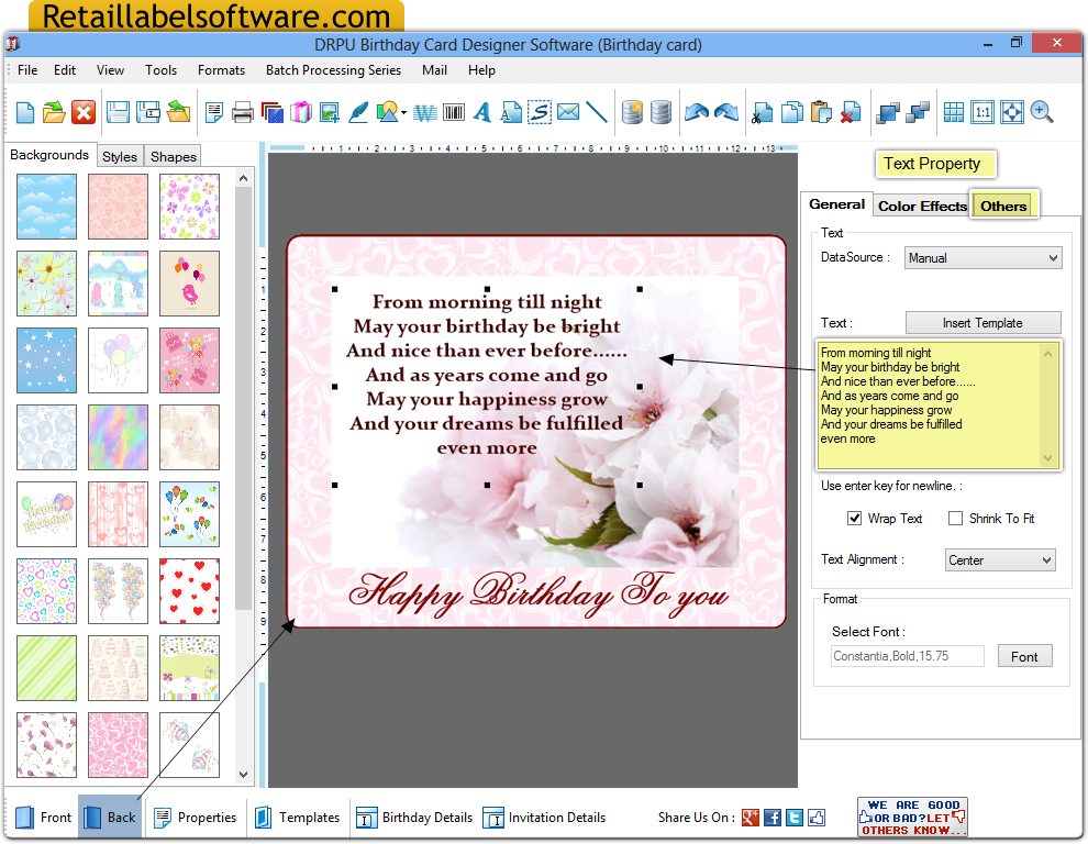 Birthday Card Maker Software Screenshot RetailLabelSoftware