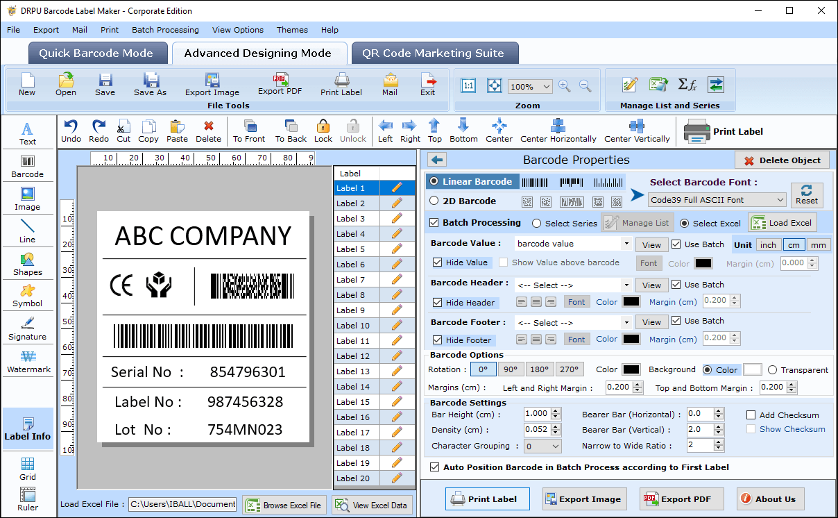 Barcode Label Design Software - Corporate Edition